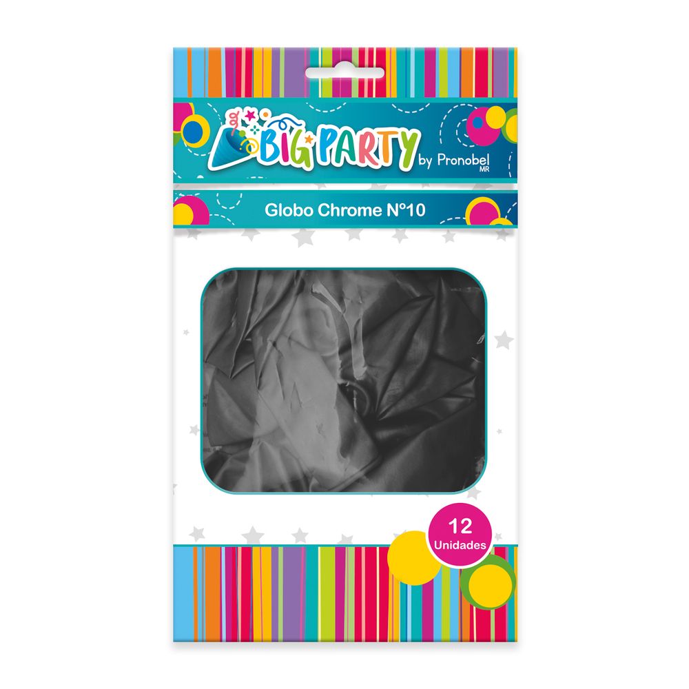 Globo Chrome 12" Negro 12 Un Big Party