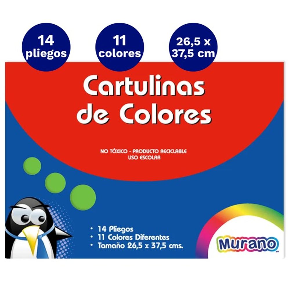 Carpeta Con Papel Cartulina 14 Hojas 11 Colores Murano