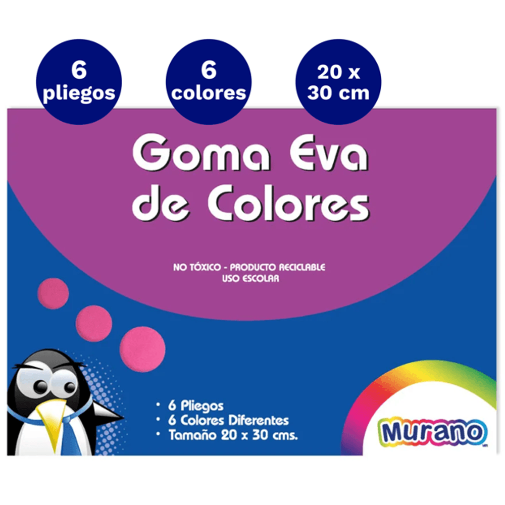 Carpeta Con Goma Eva 6 Colores 6 Laminas Murano