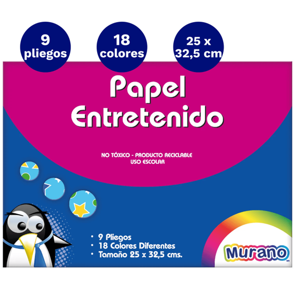 Carpeta Con Papel Entretenido 18 Diseños  9 Pliegos  Murano