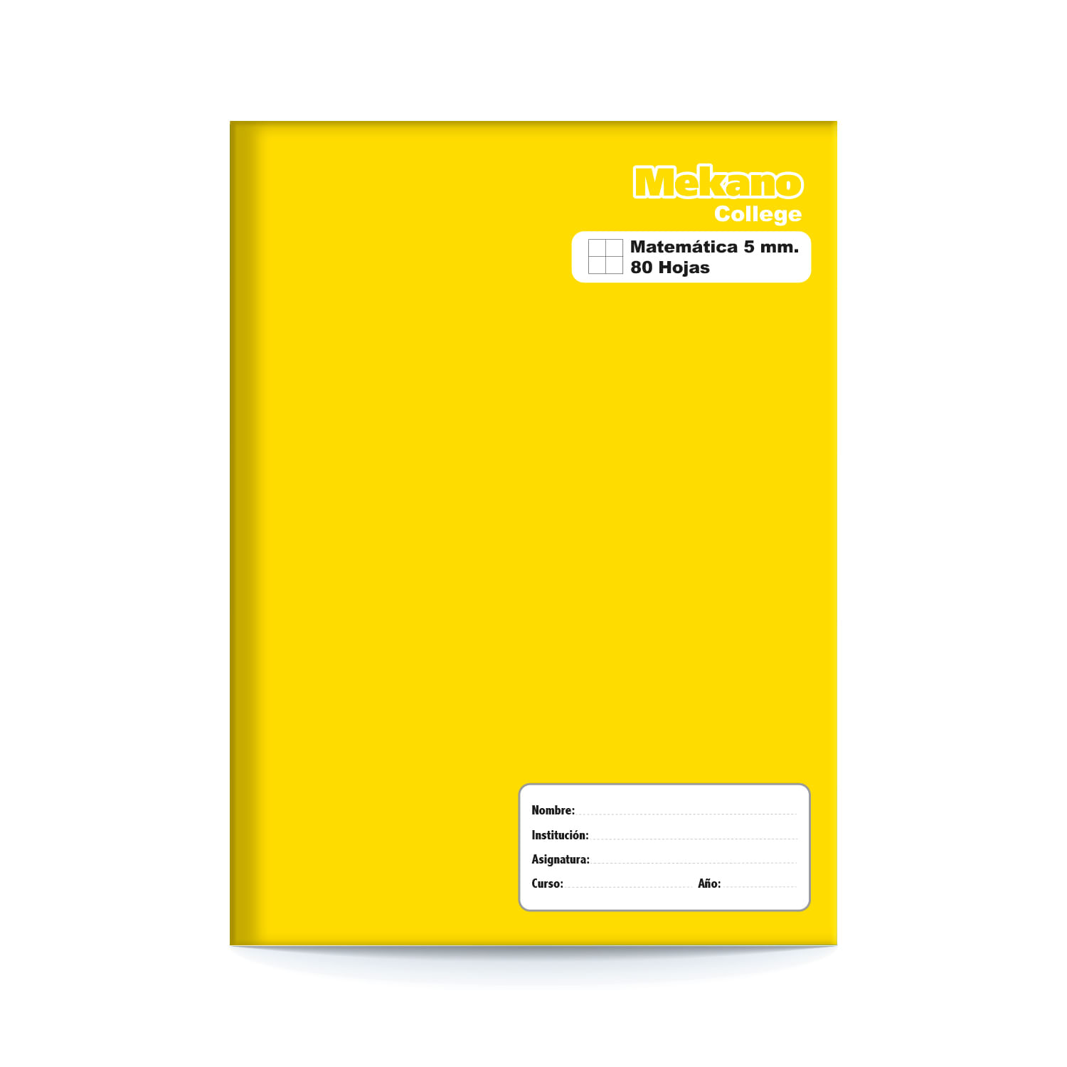 Cuaderno College Tapa Amarilla Matematicas 5 Mm 80 Hojas Mekano