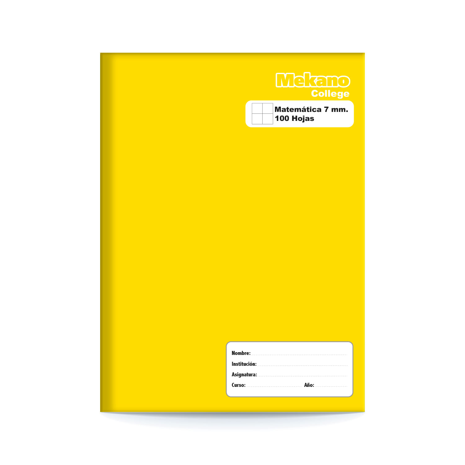 Cuaderno College Tapa Amarilla Matematicas 7 Mm 100 Hojas Mekano