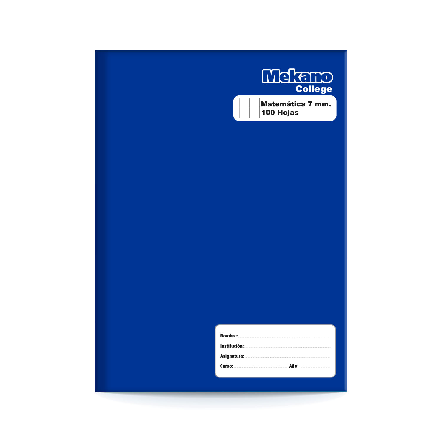 Cuaderno College Tapa Azul Matematicas 7 Mm 100 Hojas Mekano