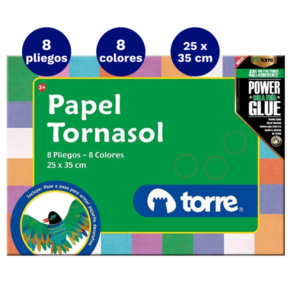 Carpeta Con Papel Tornasol 8 Colores 8 Laminas Torre