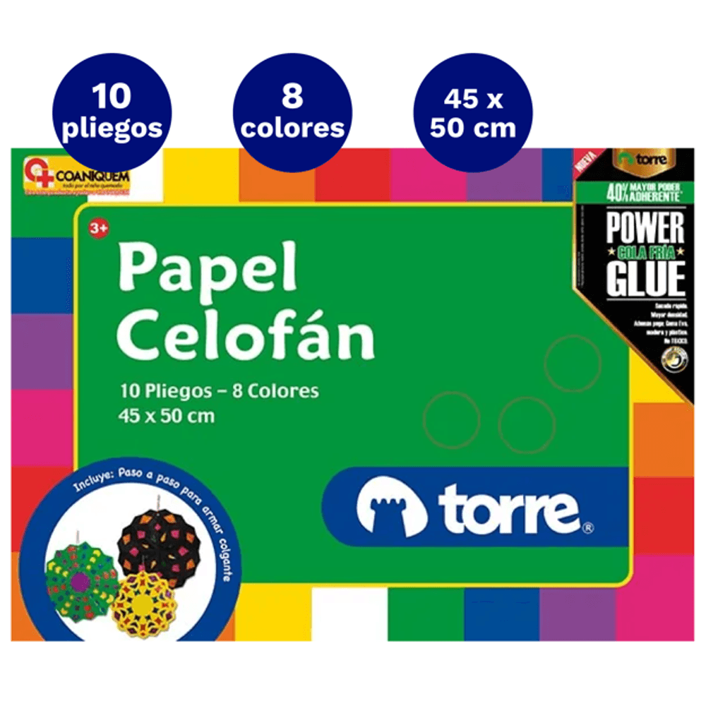 Carpeta Con  Papel Celofan 10 Hojas 8 Colores Torre