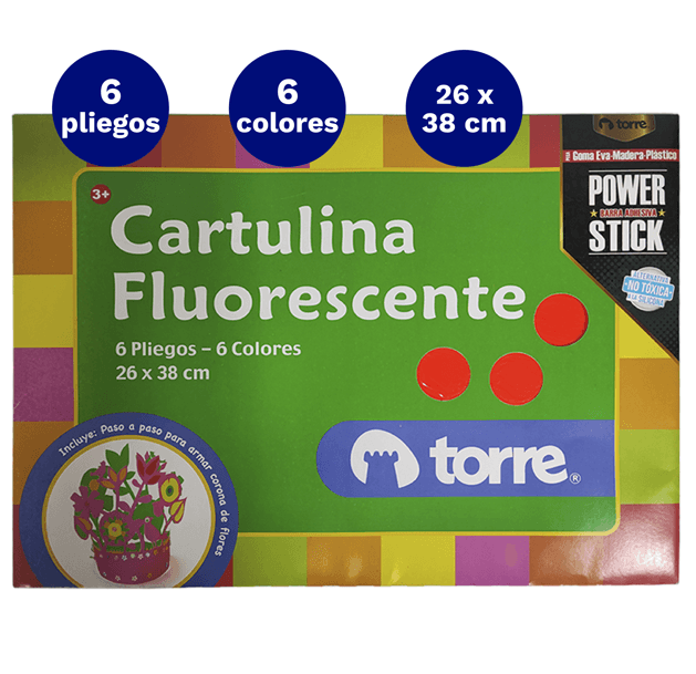 Carpeta Con Papel Cartulina Fluorescente 6 Colores 6 Laminas Torre ...