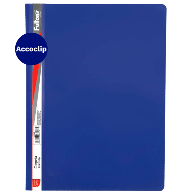 Carpeta Con Accoclip Carta Vinil Azul Fultons