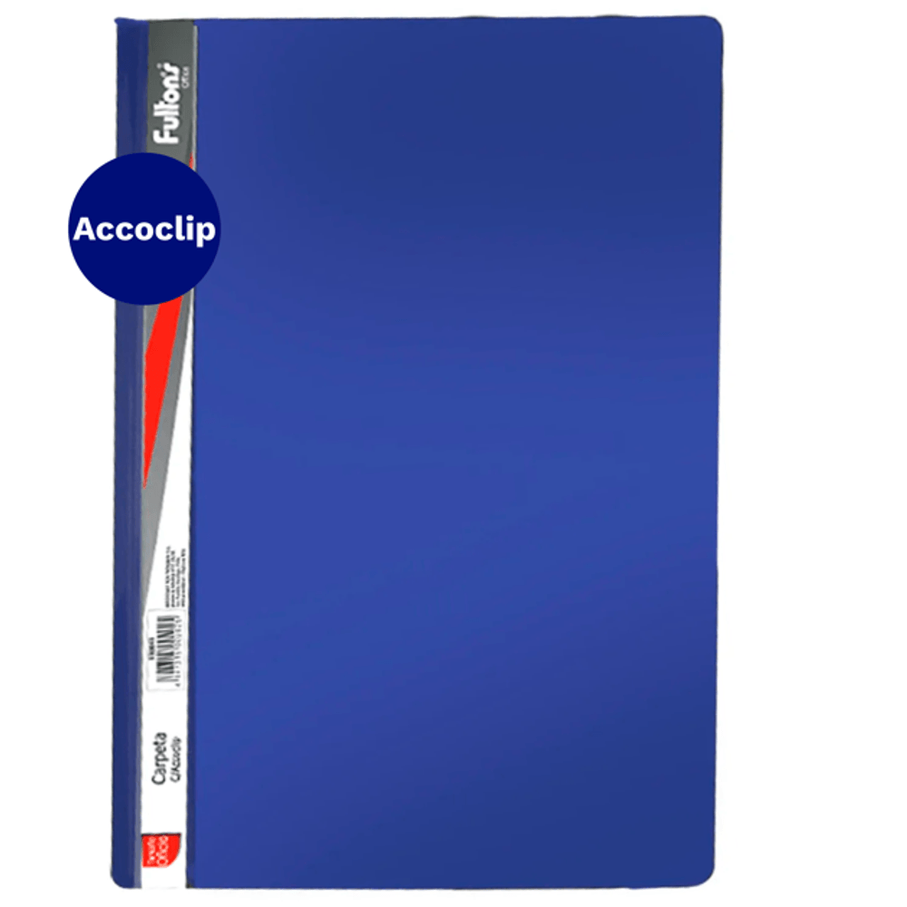 Carpeta Con Accoclip Oficio Vinil Azul Fultons