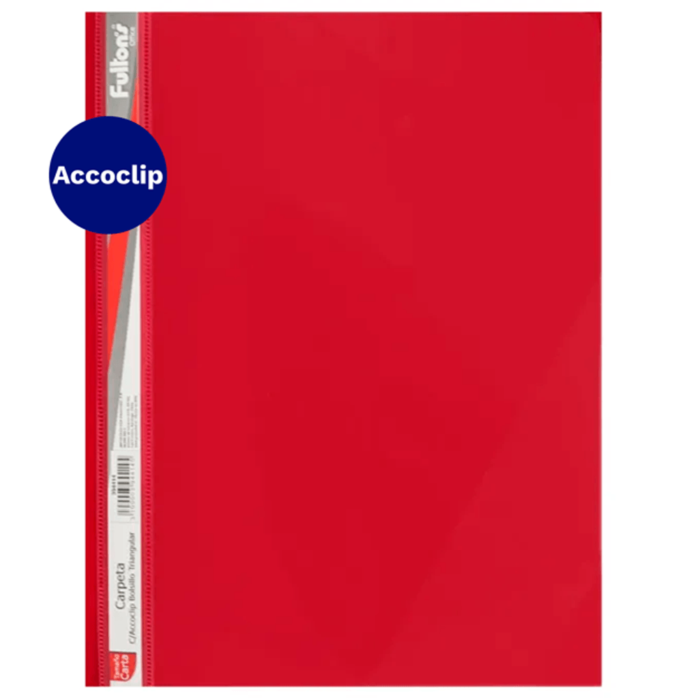 Carpeta Vinil Carta Roja Con Accoclip Triangular y Bolsillo  Fultons