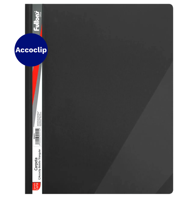 Carpeta Vinil Oficio Negro Con Accoclip Triangular y Bolsillo  Fultons