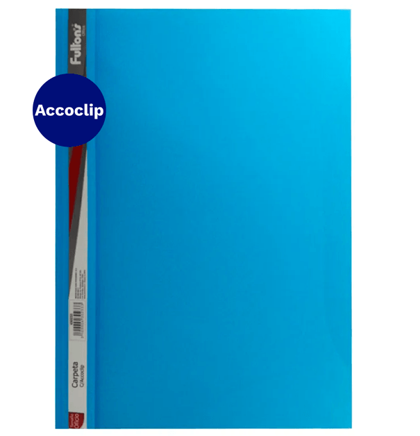 Carpeta Con  Accoclip Oficio Vinil Celeste Fultons