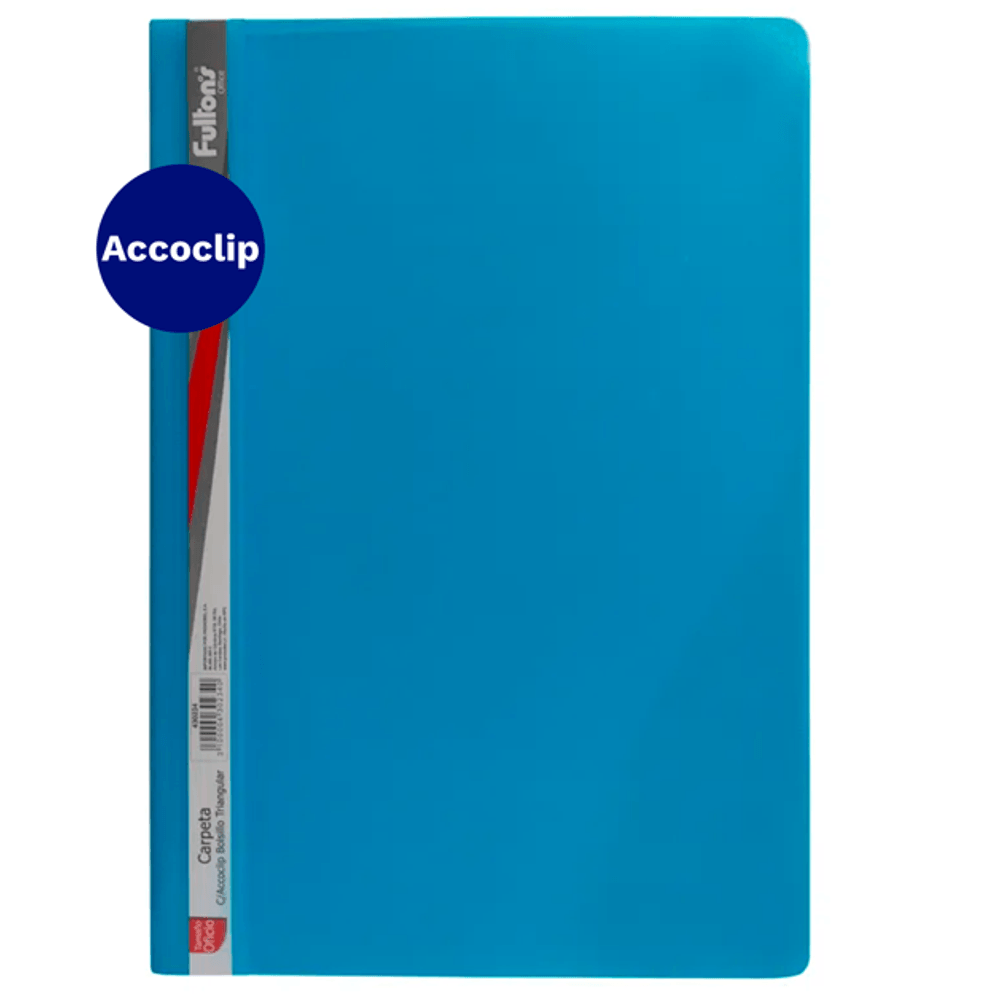 Carpeta  Vinil Con  Accoclip Oficio  Celeste  Fultons