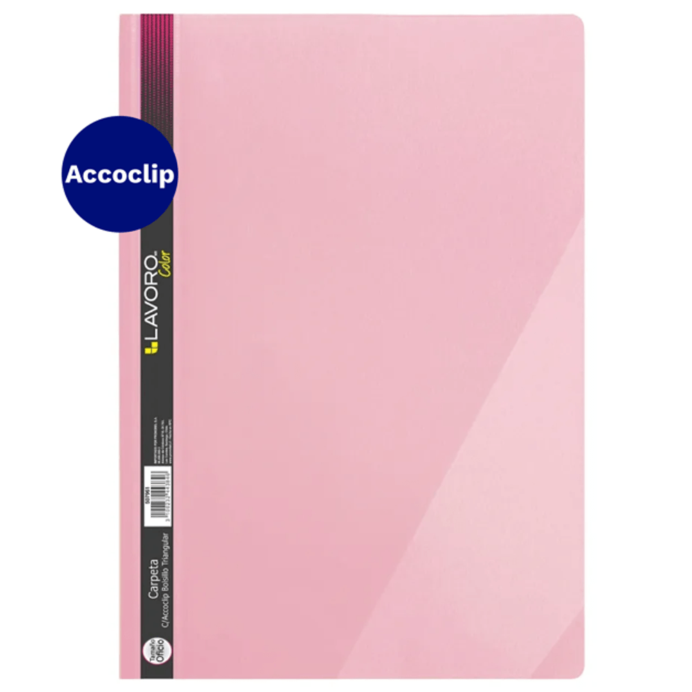 Carpeta  Vinil Con  Accoclip Oficio  Rosa Pastel Lavoro
