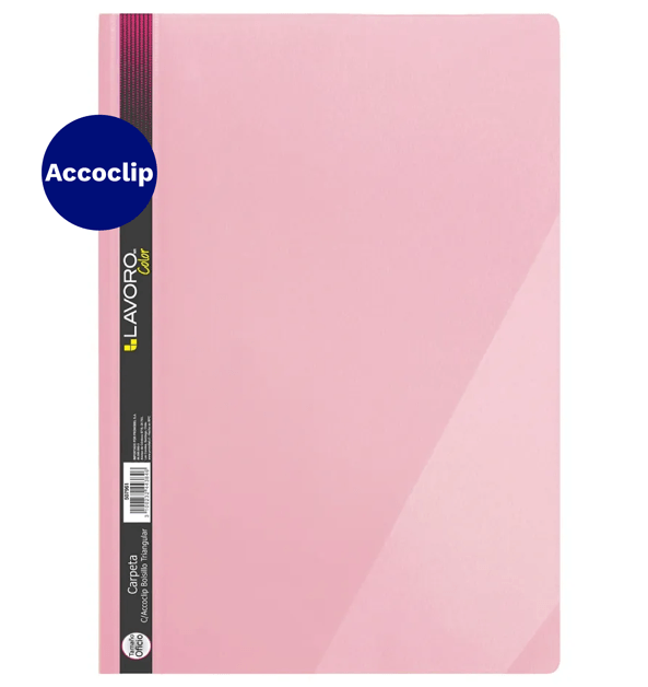 Carpeta Vinil Con Accoclip Oficio Rosa Pastel Lavoro - Dimeiggs
