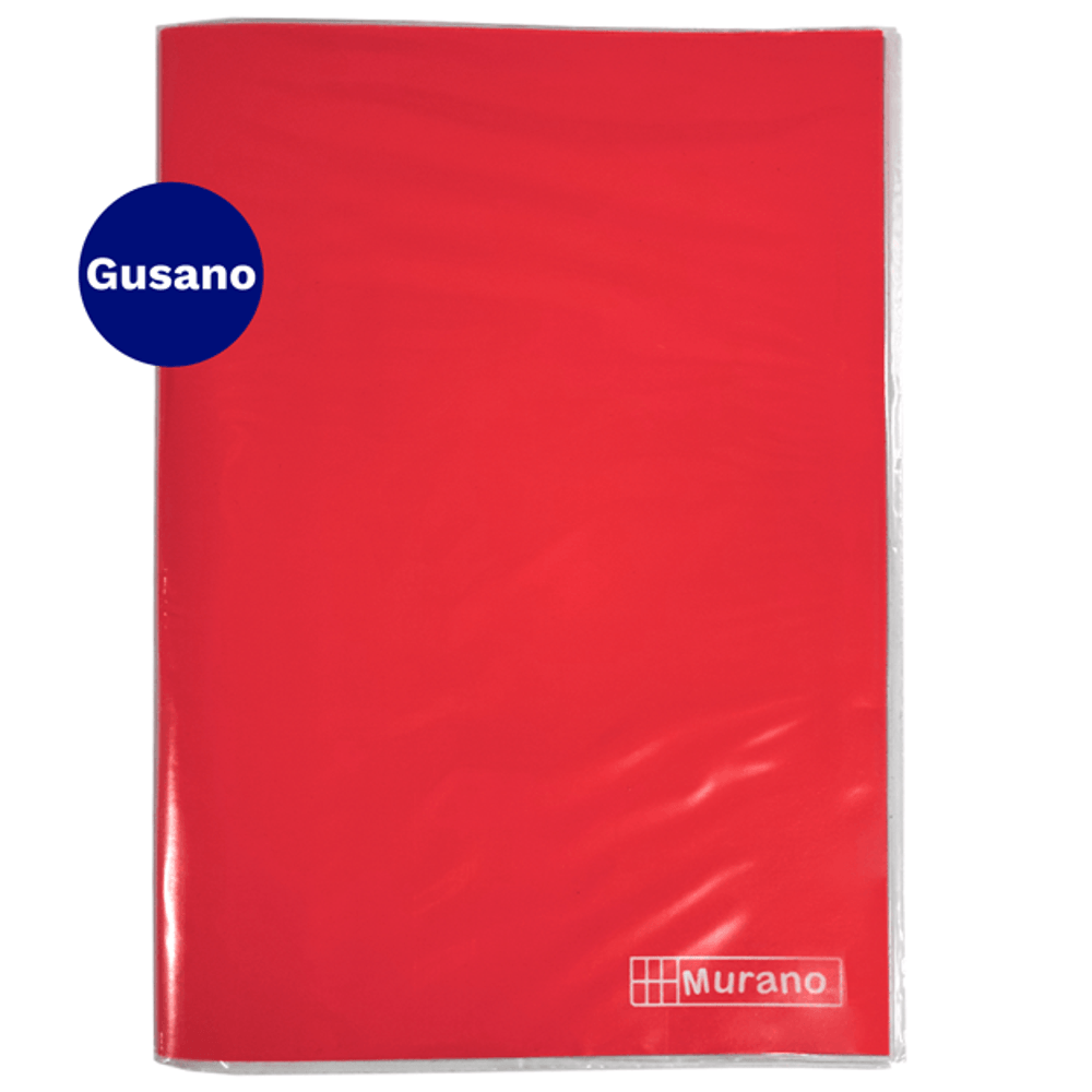 Carpeta Plastificada Oficio Con Gusano Plastico Rojo Murano