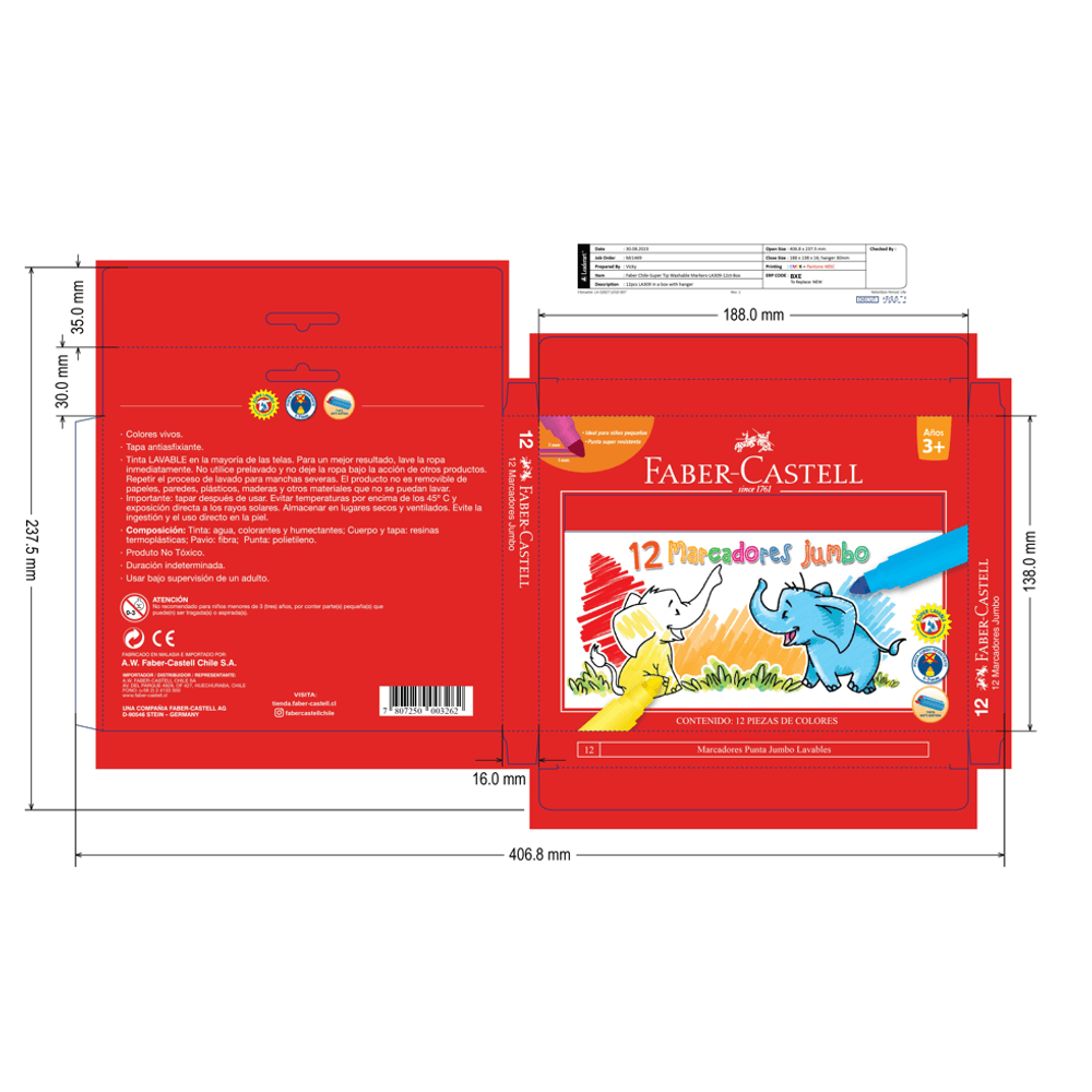 Plumon Escolar Jumbo 12 Colores Redondo Faber Castell