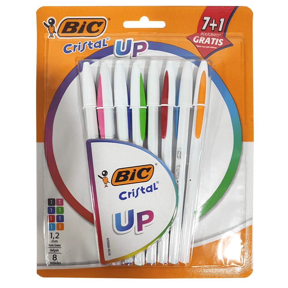 Lapiz Pasta Cristal Punta Media Colores Surtidos 8 Unidades 1,2 Mm Bic