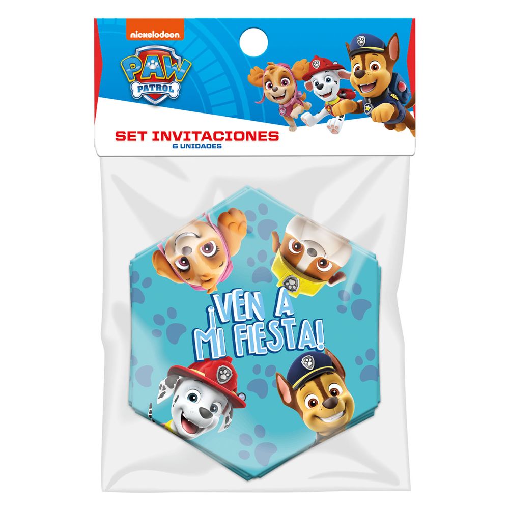 Set 6 Invitaciones Paw Patrol