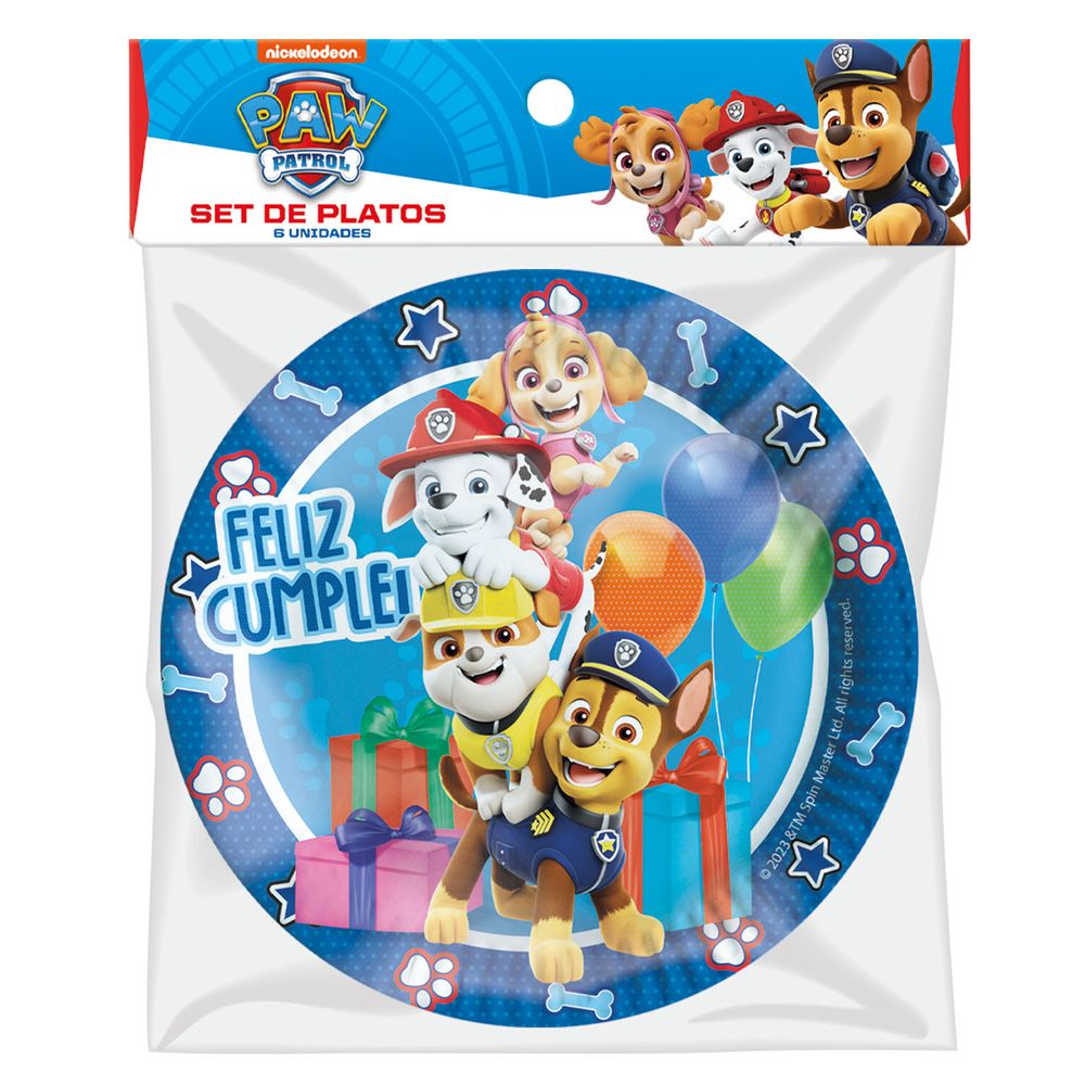 Set 6 Platos 18 Cm Paw Patrol