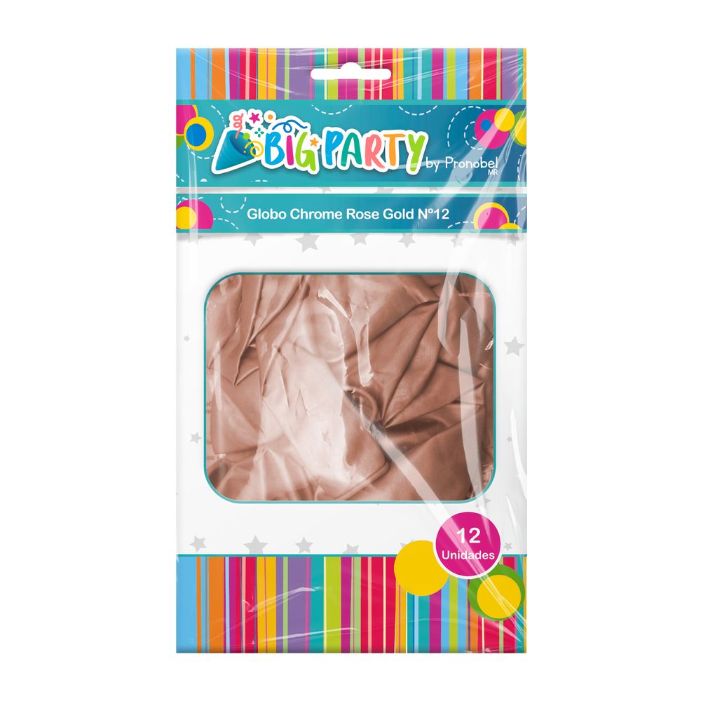 Globo Chrome N° 12 Rose Gold 12 Unidades Big Party