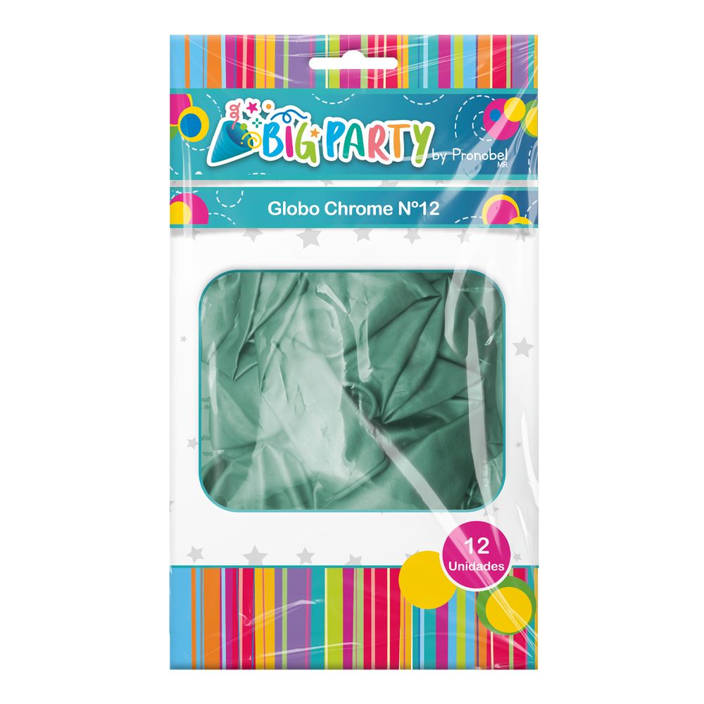 Globo Chrome N° 12 Verde 12 Unidades Big Party