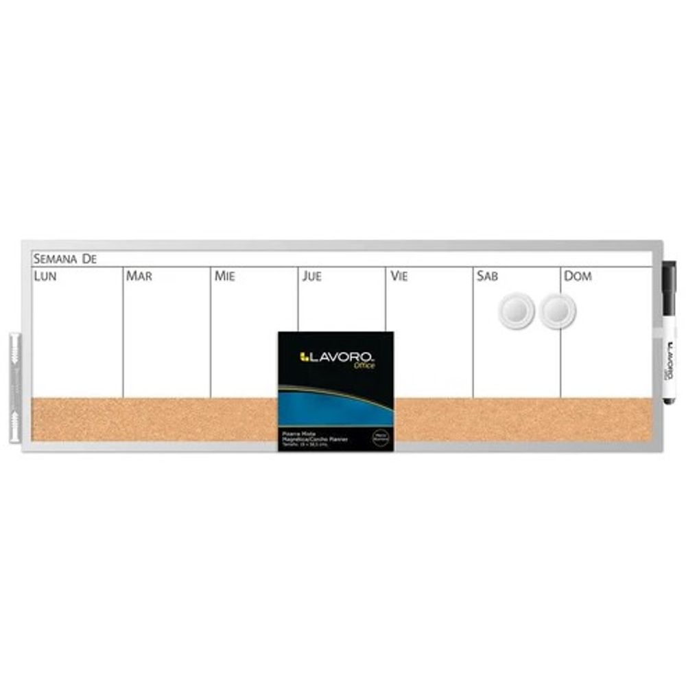 Pizarra Mixta Magnetica Y Corcho Planner 19 X 585 Cm Lavoro