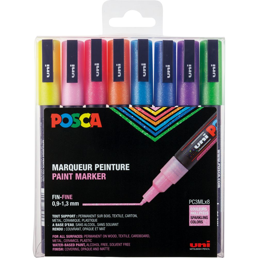 Marcador Tipo Tempera 3M Glitter Color 8 Colores Posca