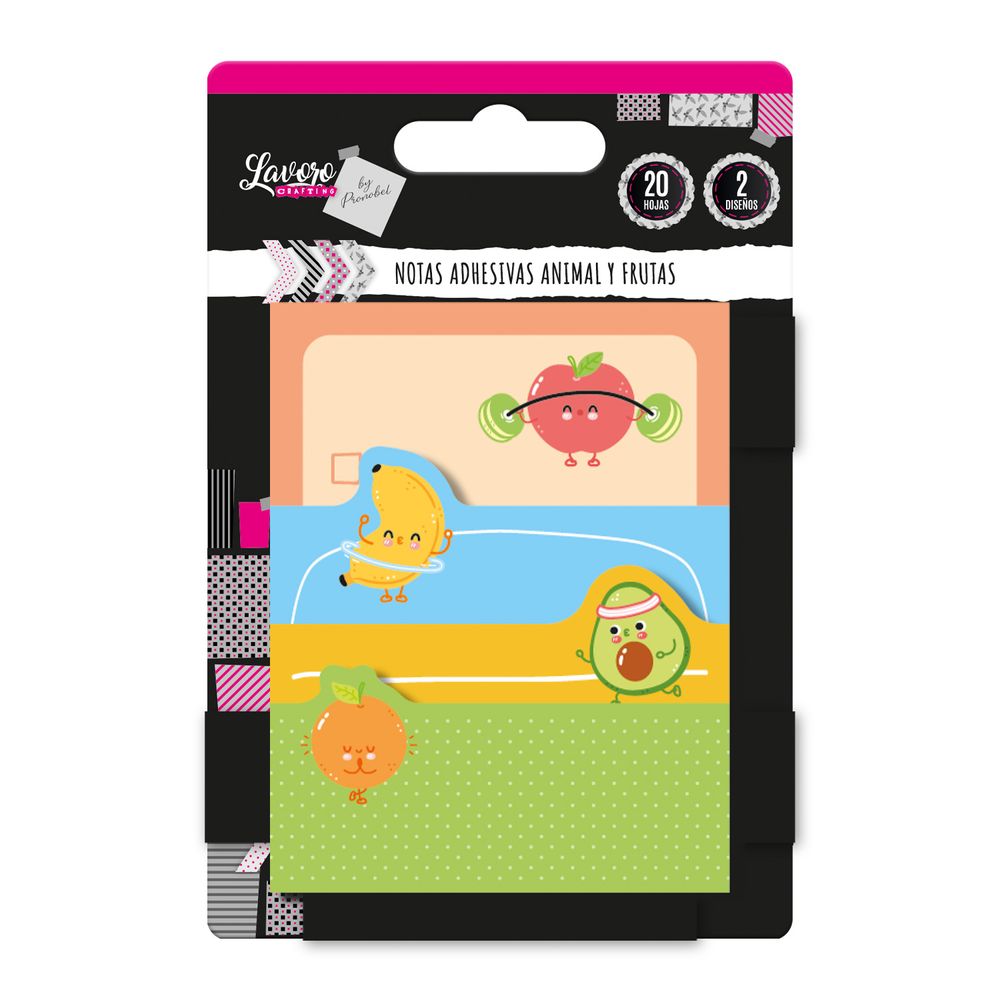 Nota Adhesiva Pack 3 Unidades 2 Diseños Animal Y Frutas Lavoro