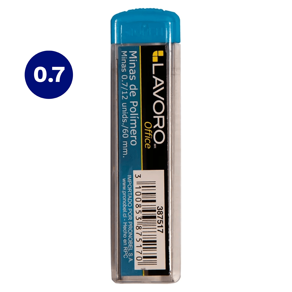 Minas Polimero 0,7 Mm 12 Unidades Lavoro