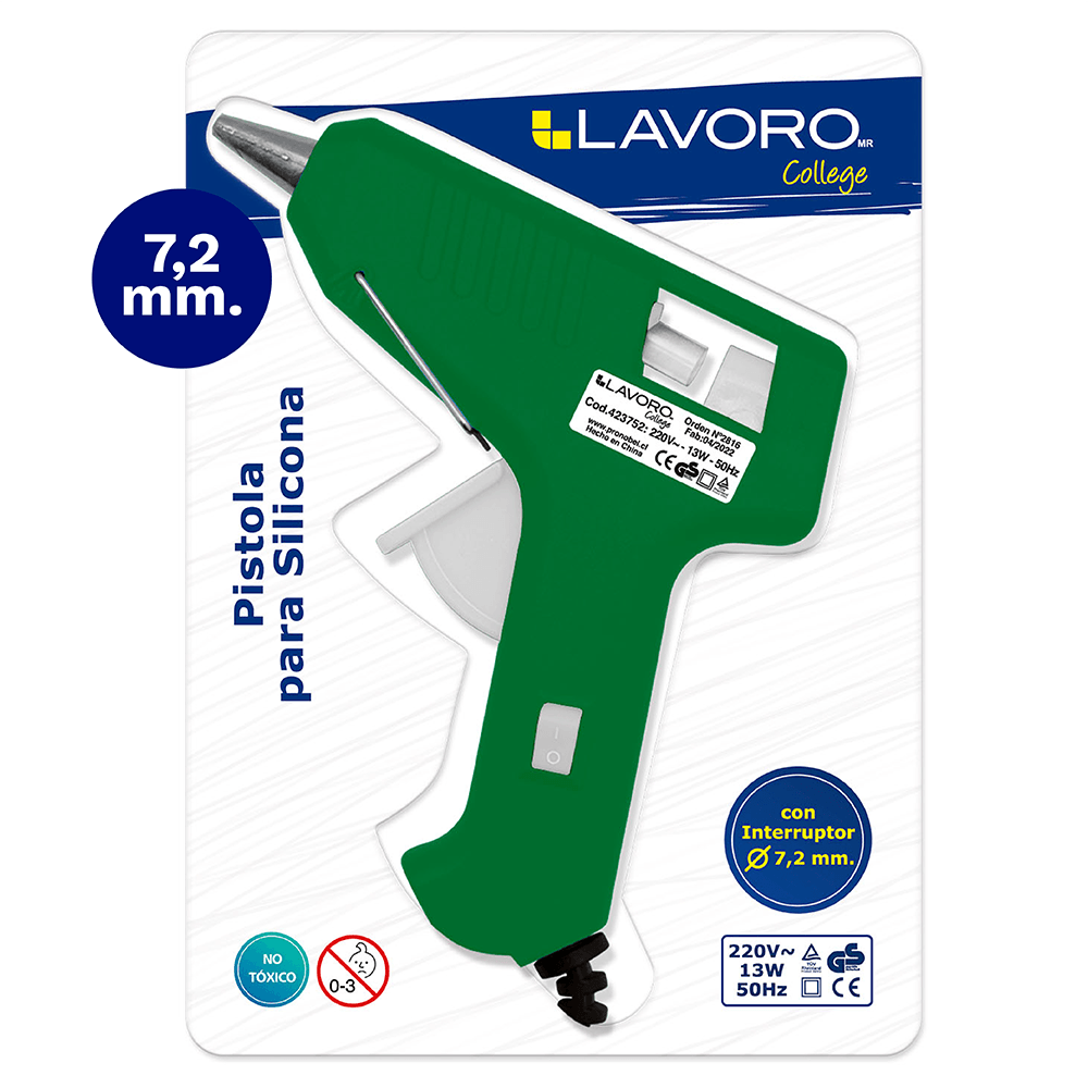 Pistola Para Silicona Con Interruptor 13 w 7,2 mm Lavoro - Dimeiggs