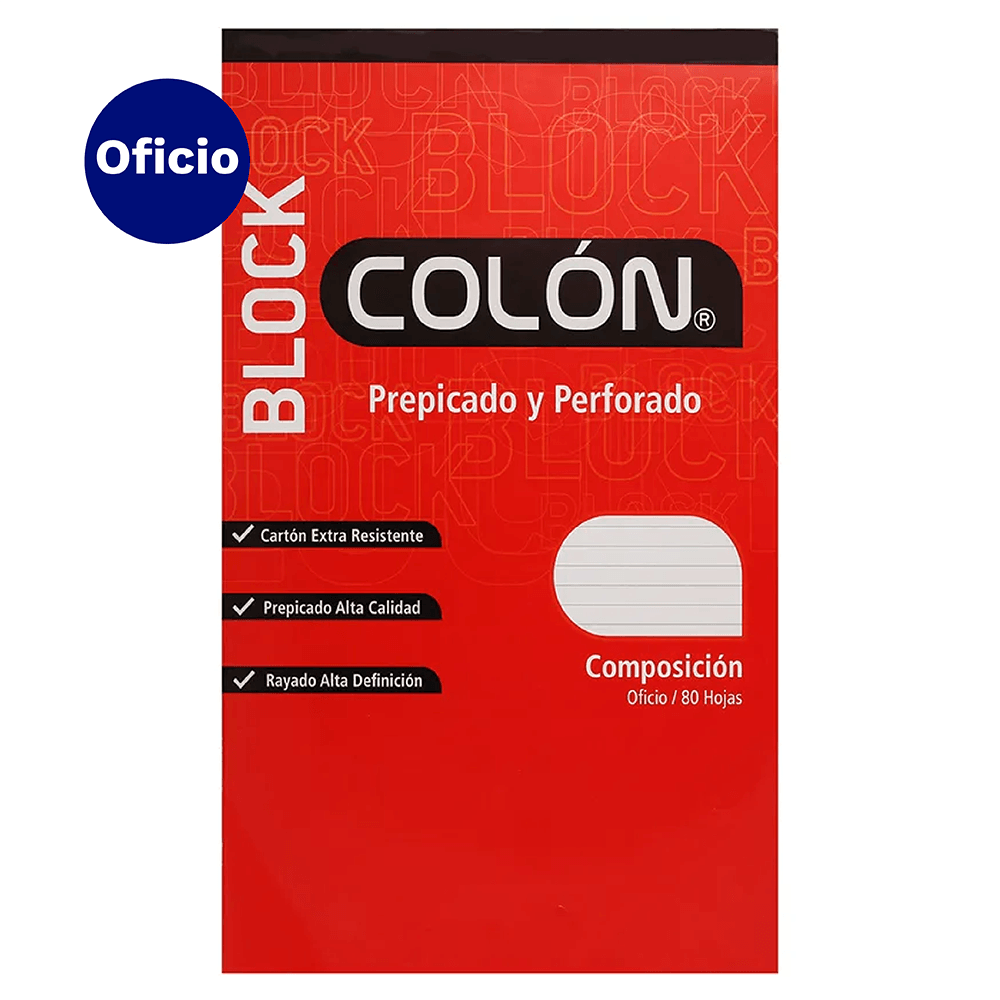 Block Prepicado Perforado Oficio 80 Hojas Composicion Colon - Dimeiggs