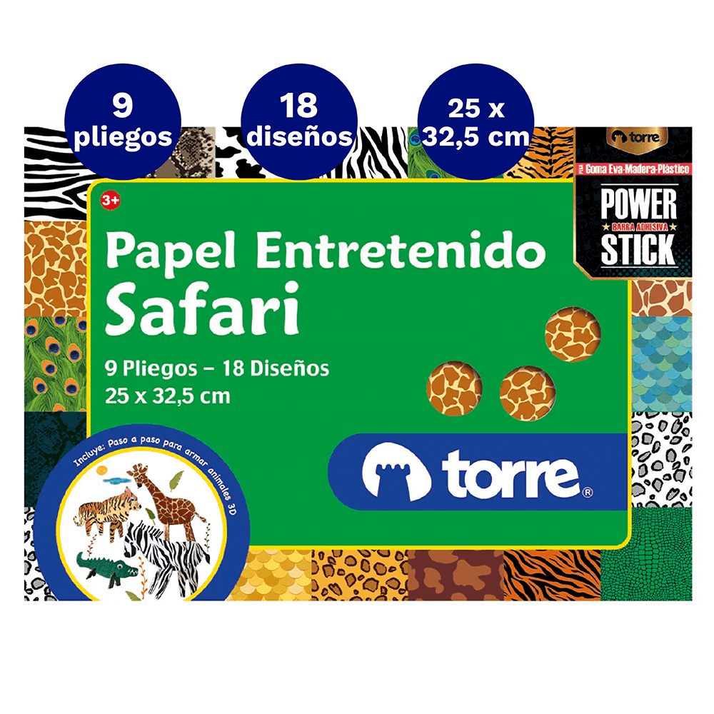 Carpeta Con Papel Entretenido Animales Safari Torre