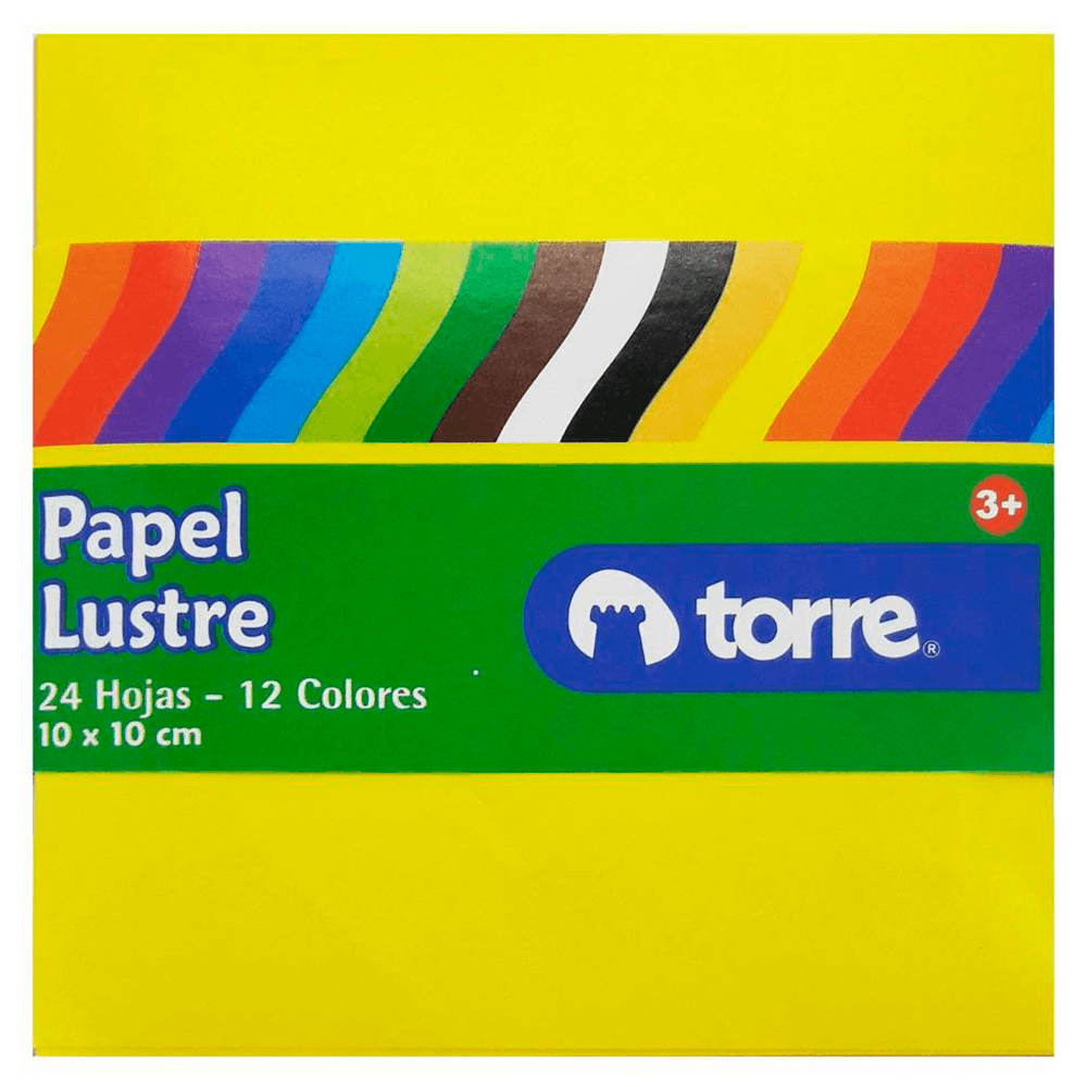 Papel Lustre 12 Colores Surtidos 24 Hojas 10 X 10 Cm Torre