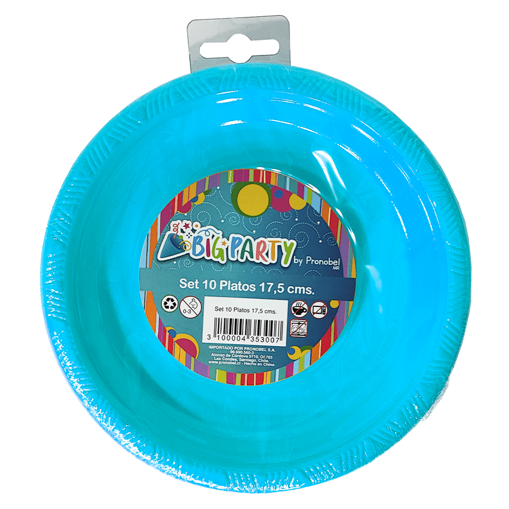 Set Platos Celestes 17,5 Cm 10 Unidades Big Party
