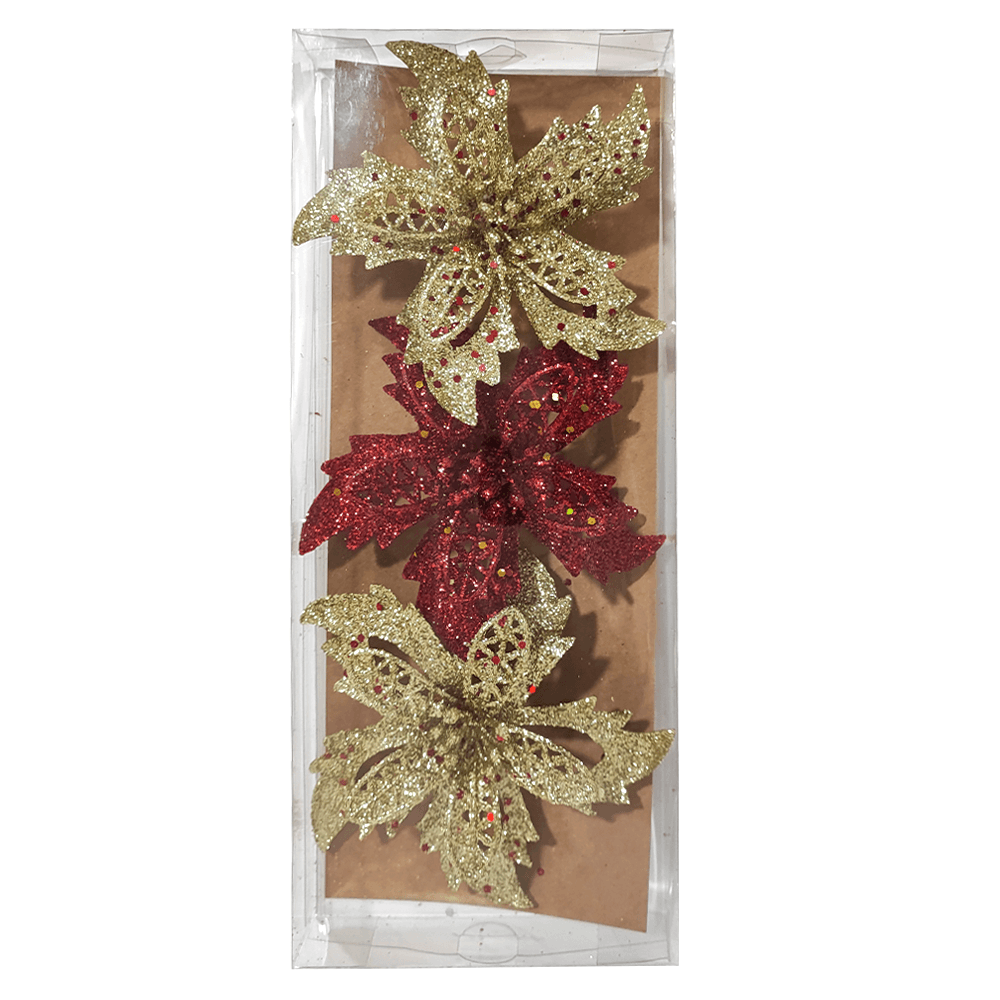 Set 3 Flor Glitter 11 Cm Big Party