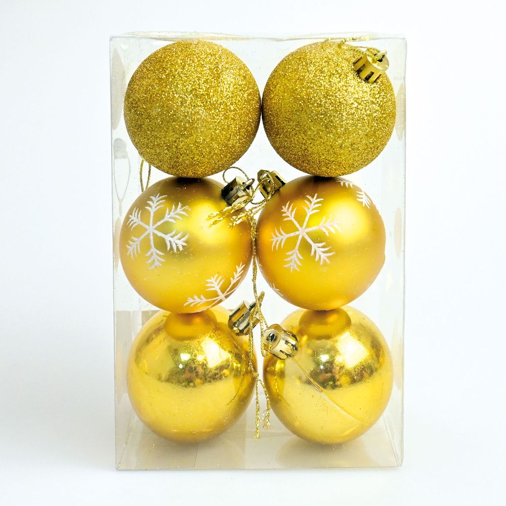 Esferas  6 Cm 6 Unidades En Caja Pvc Big Party