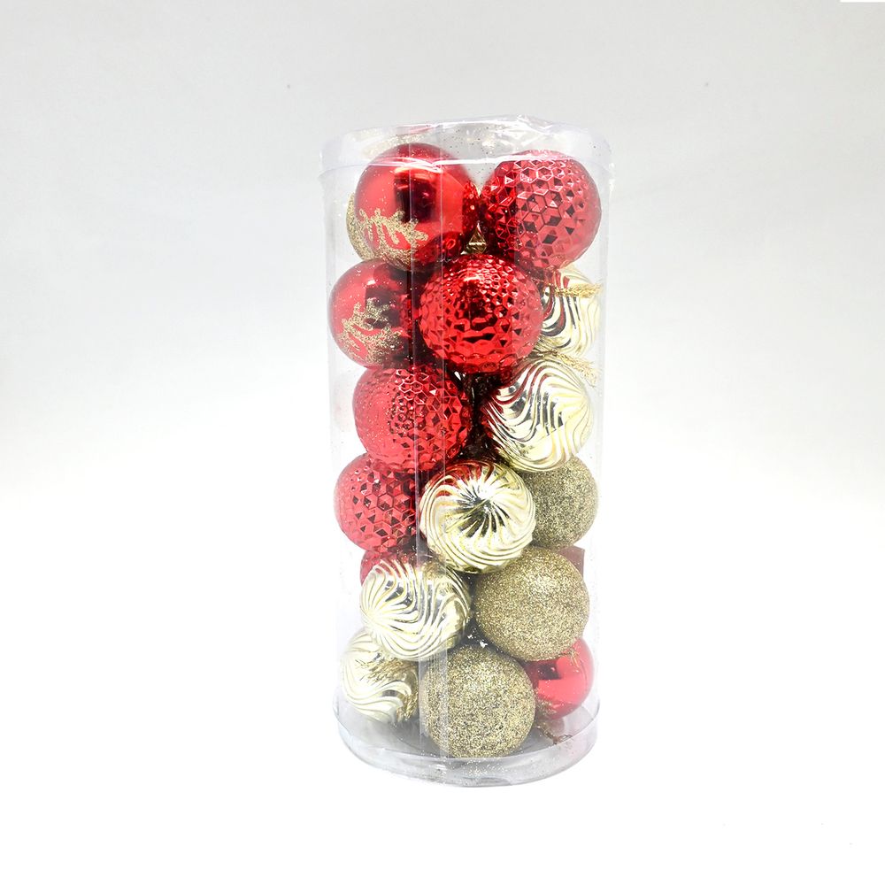 Set 24 Esferas 4 Cm Dorado Rojo Big Party