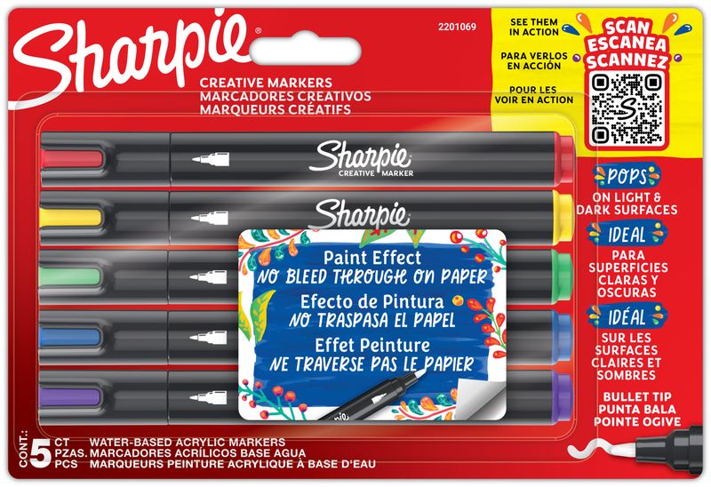 Marcadores-Acrylic-Punta-Bala-5-unidades-Sharpie