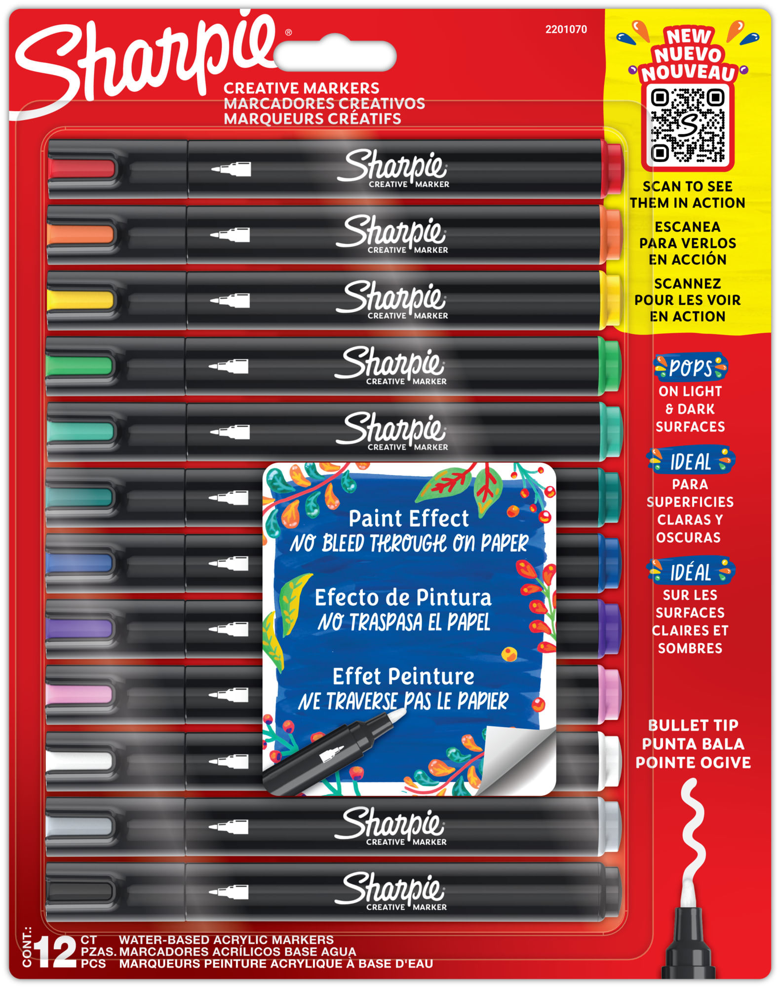 Marcadores Acrylic Punta Bala 12 unidades Sharpie