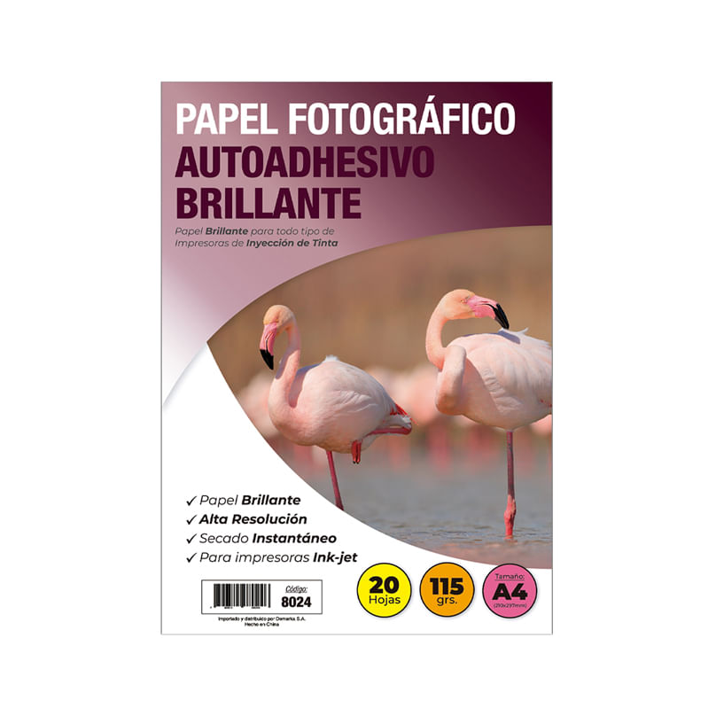Papel Fotografico Inkjet Autoadhesivo Brillante A4 115 Gr 20 Hojas Adetec