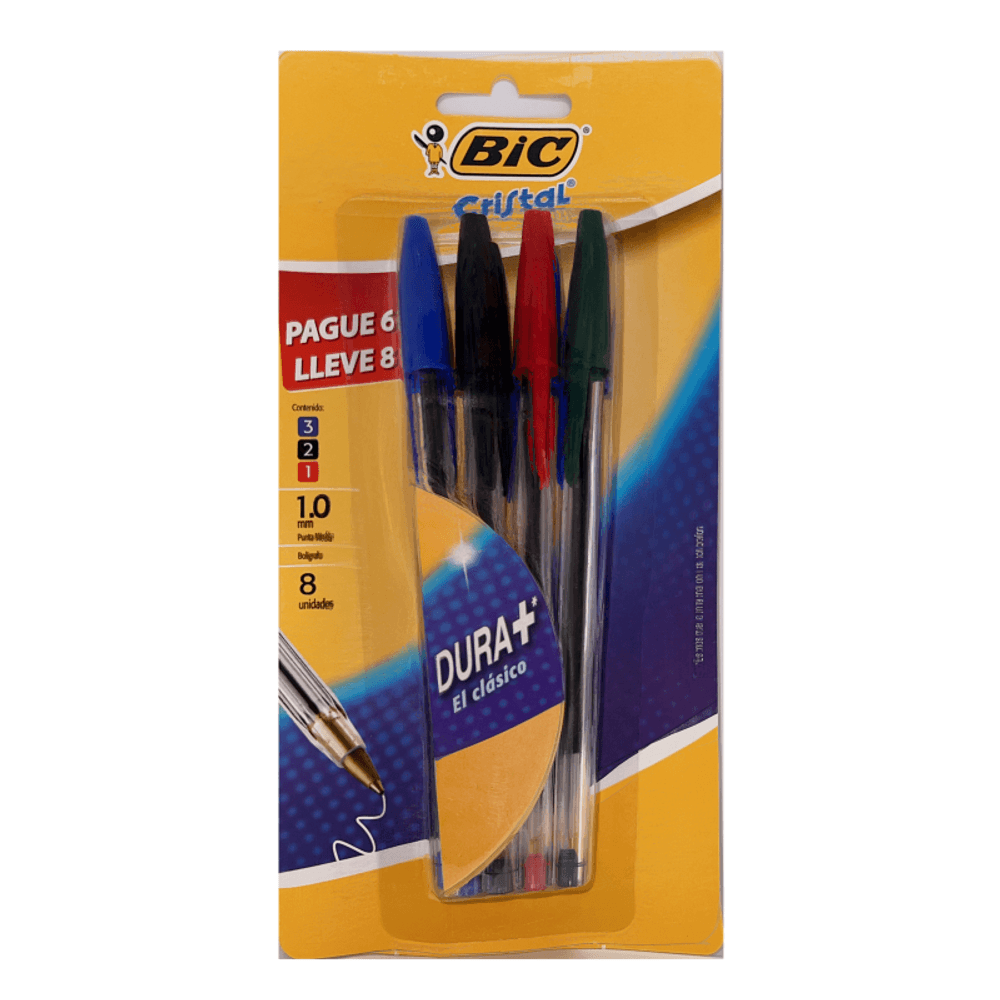 Lapiz Pasta Punta Media Blister 8 Colores Surtidos Bic