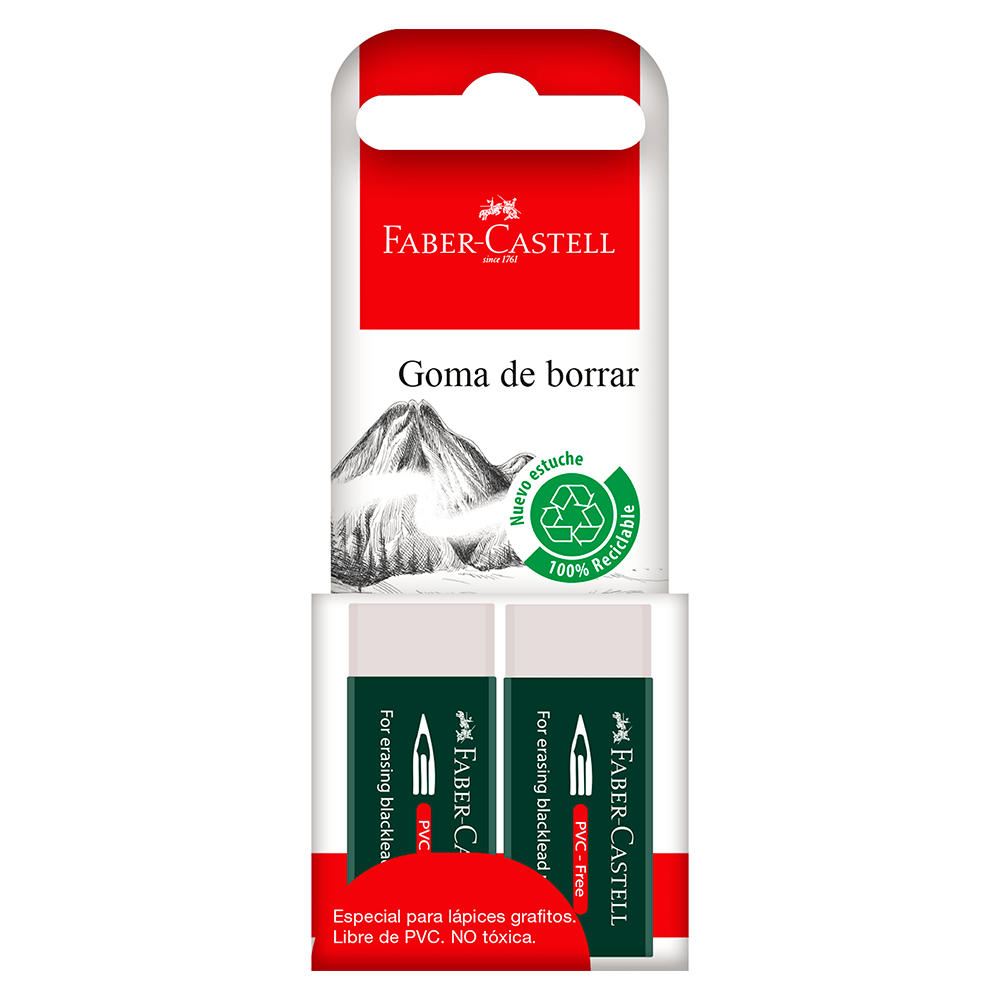 Goma De Borrar Plastica Grande 2 unidades Faber Castell