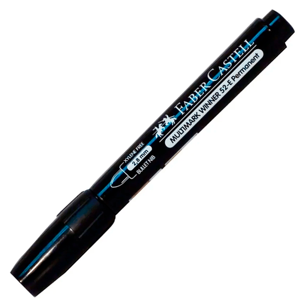 Marcador Permanente Desechable 52-E Punta Redonda Negro Faber Castell