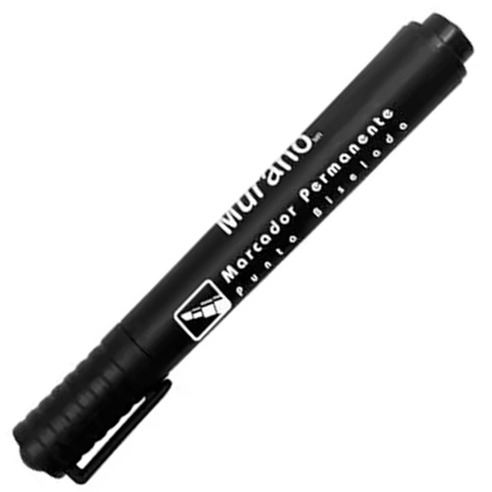 Marcador Permanente Desechable Punta Biselada Negro Cuerpo Plastico Murano