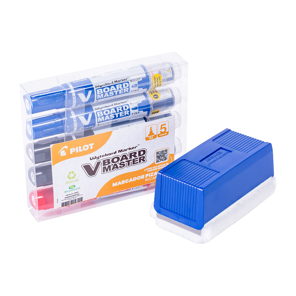 Marcador De Pizarra V Board Master Set 5 Colores + Borrador Pilot