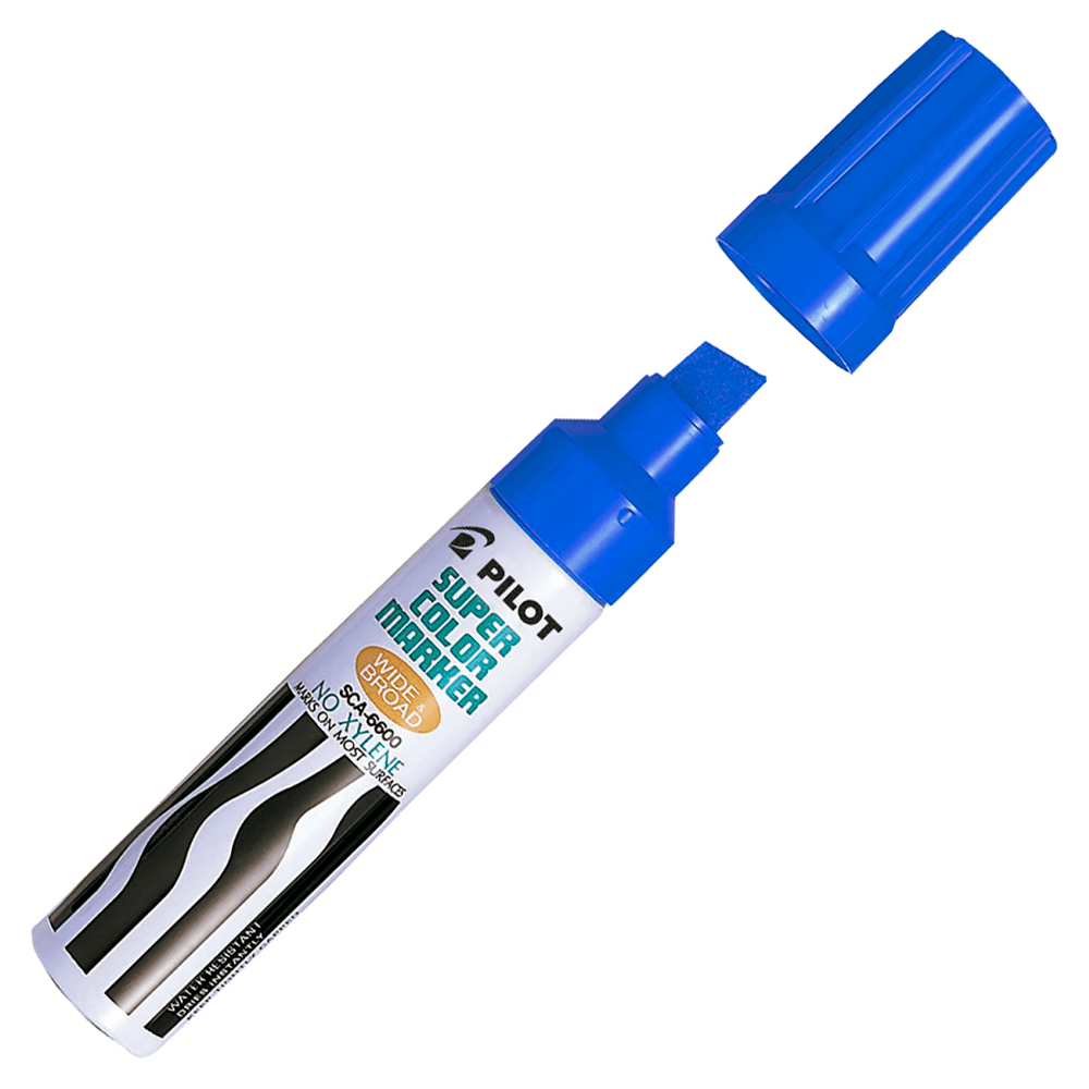 Marcador Permanente Recargable Sca-6600 Punta Biselada Azul Metal Pilot