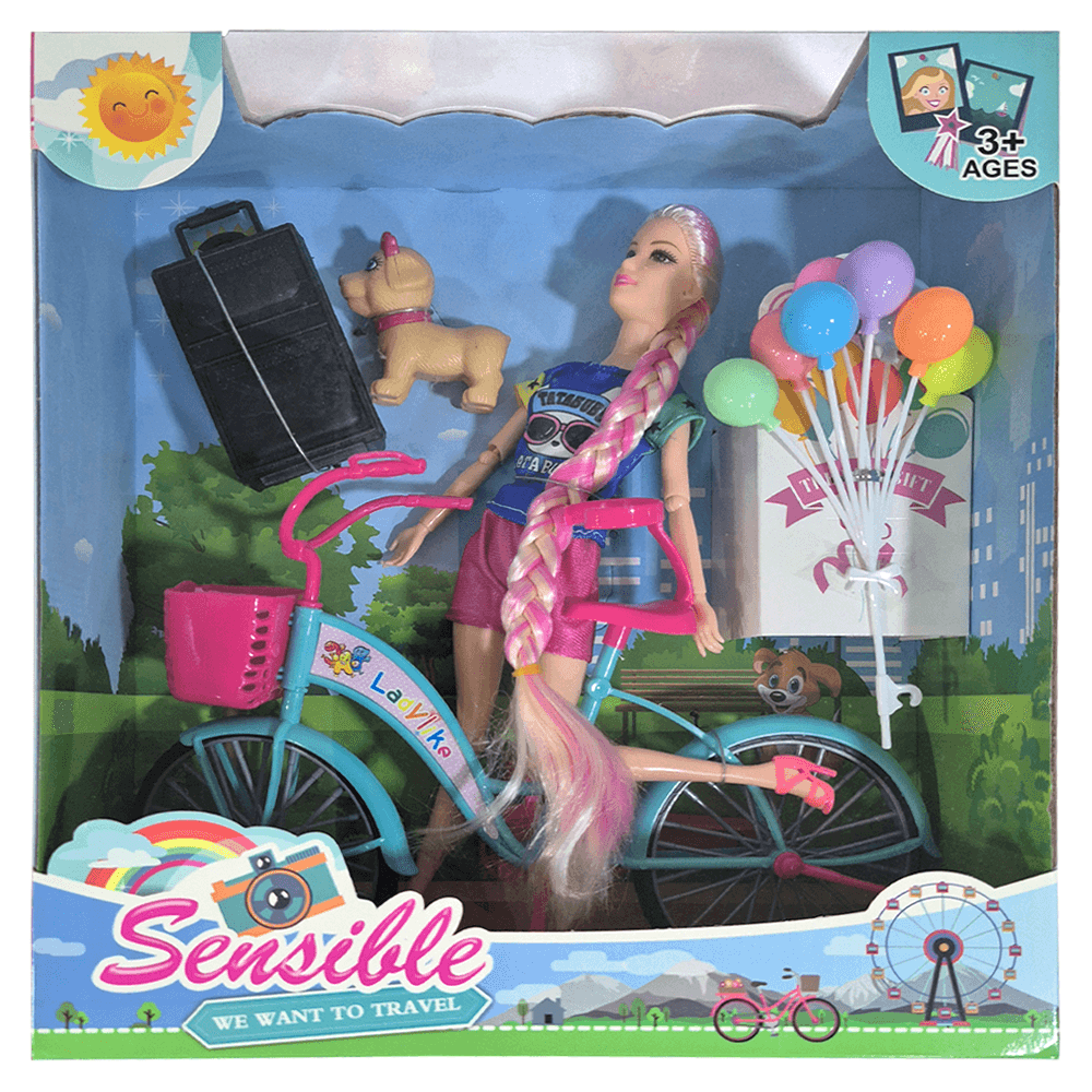 Muñeca Fashion Con Bicicleta 31 x 8 Cms Nobel Toys