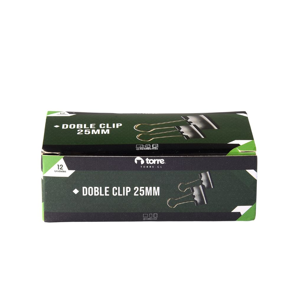 Clip Doble Negro 25 Mm 12 Unidades Torre