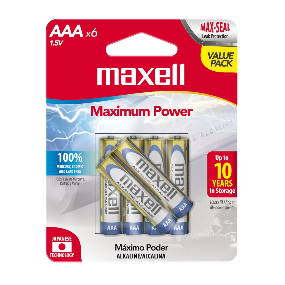 Pila Alcalina AAA 6 Unidades Maxell