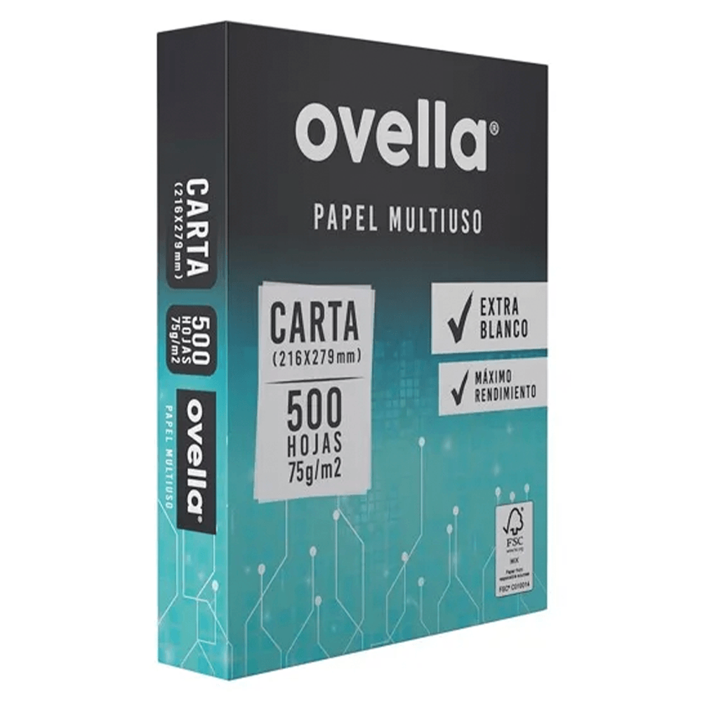 Papel Fotocopia Carta 75 Gramos 500 Hojas Ovella